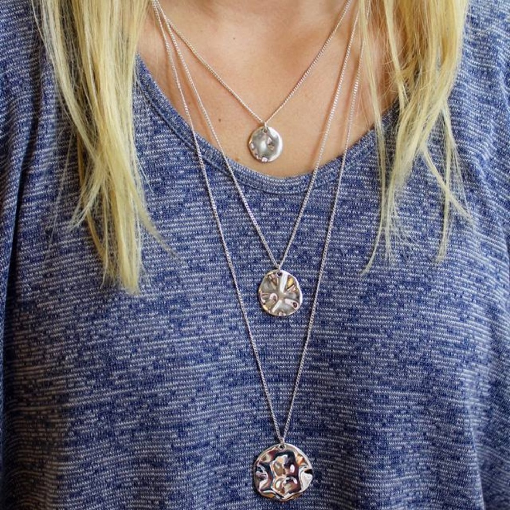 Three Row Paillette Graduated Pendant Necklace